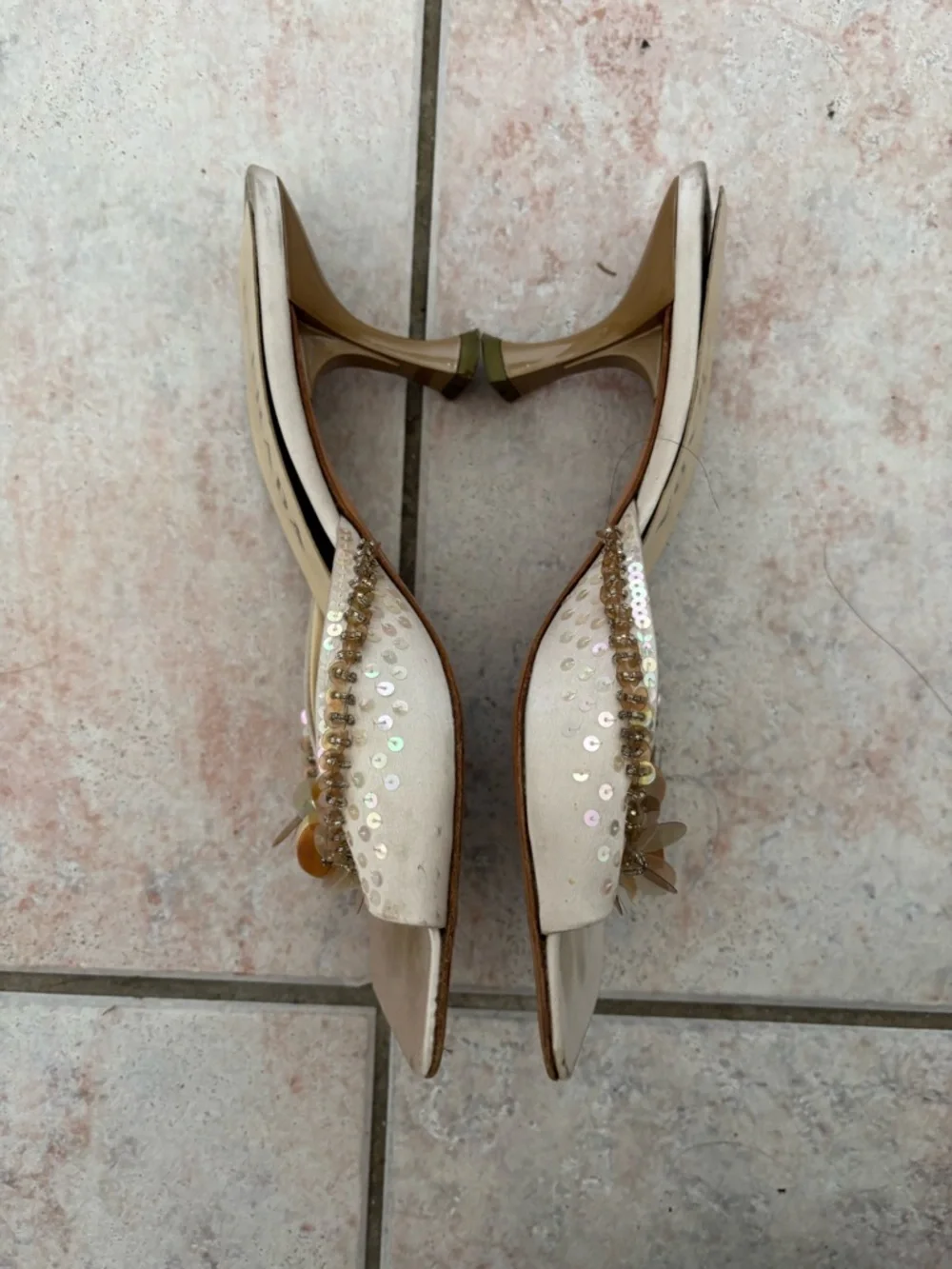 Prada heels Bead slides 90s shoes vintage sandals kitten mules sequin open toe - Picture 6 of 10